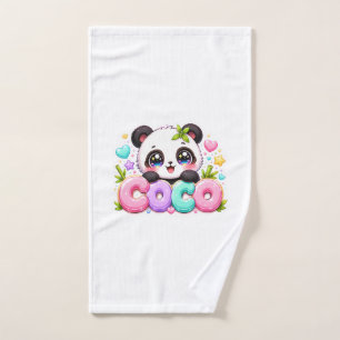 Süßer Kawaii Coco Panda Name Pastellrosa Funkelnd  Handtuch