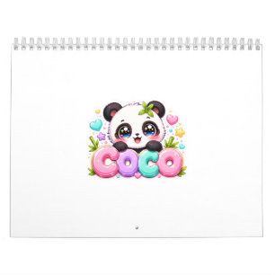 Süßer Kawaii Coco Panda Name Pastellrosa Funkelnd Kalender