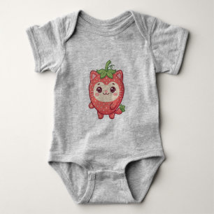 Süßer Kawaii-Erdbeeren-Katz-Baby-Body Baby Strampler