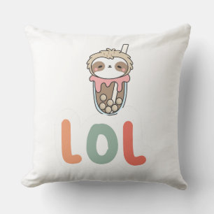 Süßer Kawaii-Faultier-Bubble-Tea LOL Kissen