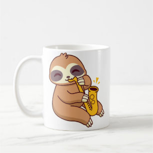 Süßer Kawaii Faultier Saxophon spielend - Jazz-Mus Kaffeetasse