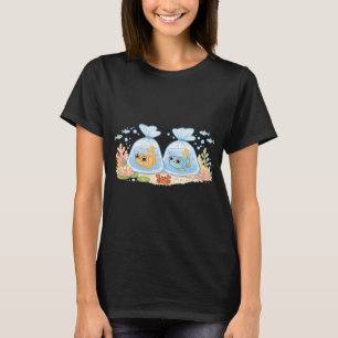 Süßer Kawaii-Fisch-Cartoon-Aufkleber und Dekor T-Shirt