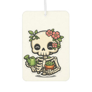 Süßer Kawaii-Floral-Skelett-Gärtner-Aufkleber Autolufterfrischer