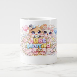 Süßer Kawaii Frisch Vermählter Paar Tiere Pastel P Jumbo-Tasse