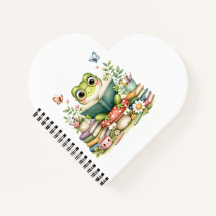 Süßer Kawaii-Frosch beim Lesen eines Buches Aqua Notizbuch