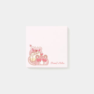 Süßer Kawaii-Frosch, der Kuchen isst, personalisie Post-it Klebezettel
