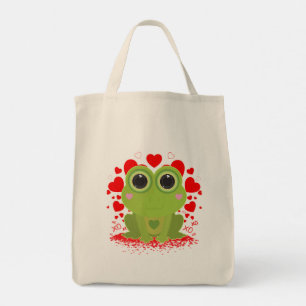 Süßer Kawaii-Frosch-Herzen XOXO wiederverwendbar Tragetasche