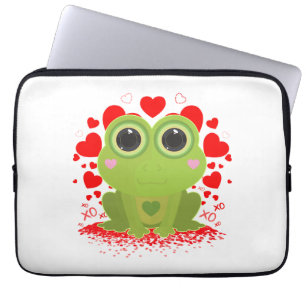 Süßer Kawaii-Frosch Liebe Herzen XOXO Whimsical Laptopschutzhülle