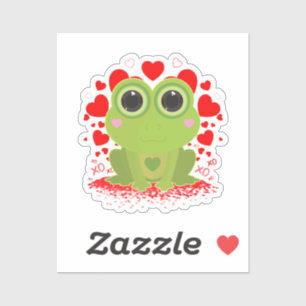 Süßer Kawaii-Frosch mit Herzen XOXO Liebes-Tier-Ku Aufkleber