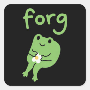 Süßer Kawaii-Froschkuchen-Meme Süße Ästhetik Forg Quadratischer Aufkleber