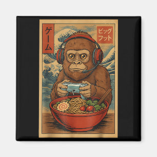 Süßer Kawaii-Gamer-Bigfoot-Ramen-Retro-Japanischer Magnet
