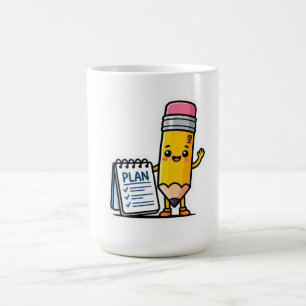 Süßer Kawaii Gelber Bleistift und Plan-Notizbuch S Kaffeetasse