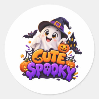Süßer Kawaii-Halloween-Geist-Aufkleber – Adorable Runder Aufkleber