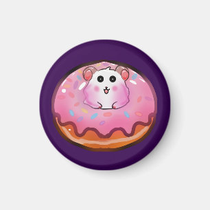 Süßer Kawaii-Hamster in rosa glasiertem Donut-Kuns Magnet