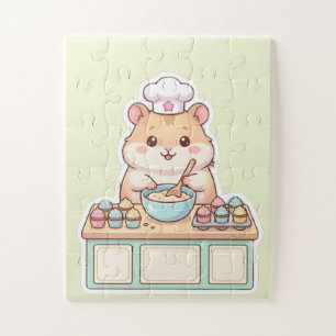Süßer Kawaii Hamster Koch backt Cupcakes Pastell