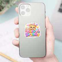 Süßer Kawaii Happy Birthday Teddy Bär Pastell Rosa