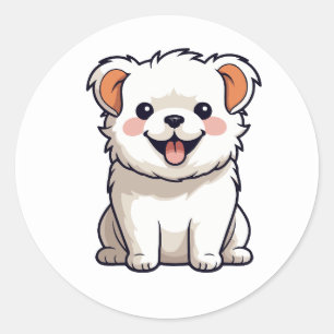 Süßer Kawaii-Hunde-Aufkleber - Bezaubernder Cartoo Runder Aufkleber