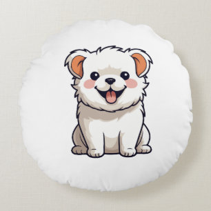 Süßer Kawaii-Hunde-Aufkleber - Bezaubernder Cartoo Rundes Kissen