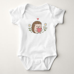 Süßer Kawaii Igel mit Herz Gänseblümchen Baby Strampler