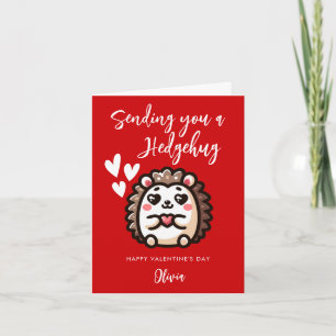 Süßer Kawaii-Igel-Wortspiel zum Valentinstag Karte