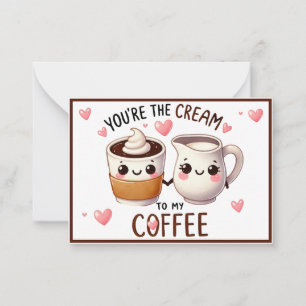 Süßer Kawaii Kaffee und Sahne Mitteilungskarte