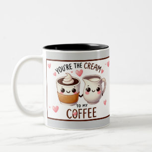 Süßer Kawaii Kaffee und Sahne Zweifarbige Tasse