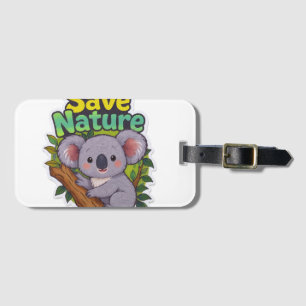 Süßer Kawaii Koala "Rettet die Natur"  Gepäckanhänger