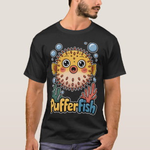 Süßer Kawaii Kugelfisch im farbenfrohen Korallenri T-Shirt