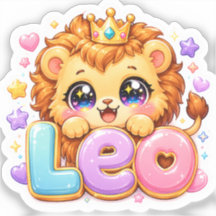 Süßer Kawaii-Leo-Löwe Name Pastell Rosa Krone Funk