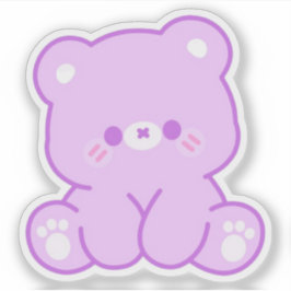 Süßer Kawaii Lila Teddybär Pastell-Ästhetik Aufkleber