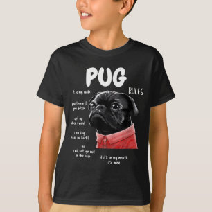 Süßer Kawaii lustiger schwarzer Mops-Hund regiert T-Shirt