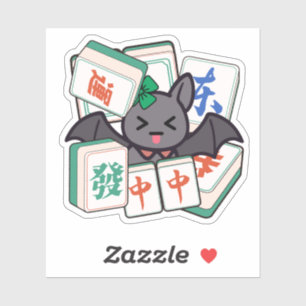 Süßer Kawaii Mahjong-Fledermaus-Spieler Aufkleber