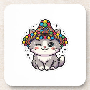 Süßer Kawaii Marokkanischer Amazigh Katzen-Wollmüt Getränkeuntersetzer