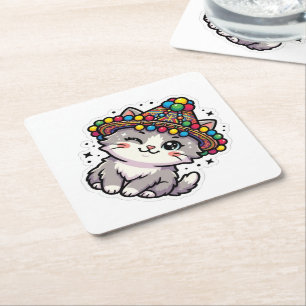 Süßer Kawaii Marokkanischer Amazigh Katzen-Wollmüt Untersetzer
