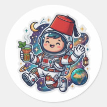 Süßer Kawaii-Marokkanischer Astronaut Minztee Fez-