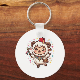 Süßer Kawaii marokkanischer Eid al-Adha-Schaf-Fez- Schlüsselanhänger