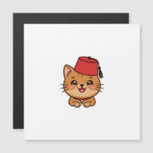 Süßer Kawaii-Marokkanischer Fez-Hut-Katzen-Aufkleb