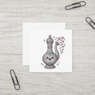Süßer Kawaii marokkanischer Silber-Rosenwasserspre Quadratische Visitenkarte