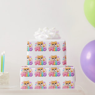 Süßer Kawaii Milo Hund Name Pastell Rosa Funkelnd Geschenkpapier