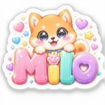 Süßer Kawaii Milo Hunde Name Pastell Rosa Funkelnd