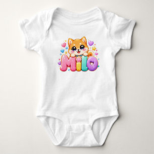 Süßer Kawaii Milo Hunde Name Pastell Rosa Funkelnd Baby Strampler
