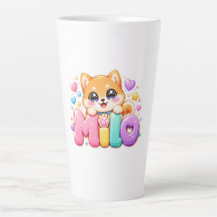 Süßer Kawaii Milo Hunde Name Pastell Rosa Funkelnd Milchtasse
