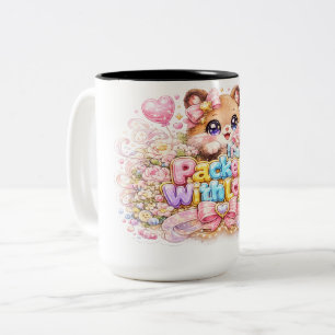 Süßer Kawaii-Mit-Liebe-Verpackter-Teddybär-Pastell Zweifarbige Tasse