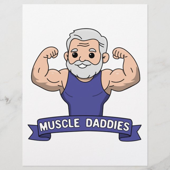 Süßer Kawaii-Muskel-Daddy bärtiger Bodybuilder Briefbogen (Vorderseite)