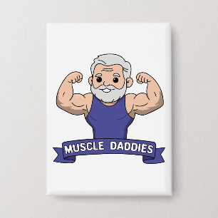 Süßer Kawaii-Muskel-Daddy bärtiger Bodybuilder Button