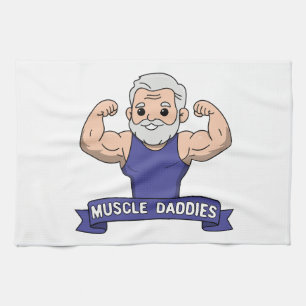 Süßer Kawaii-Muskel-Daddy bärtiger Bodybuilder Geschirrtuch