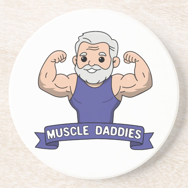 Süßer Kawaii-Muskel-Daddy-Bärtiger Bodybuilder Getränkeuntersetzer (Vorne)