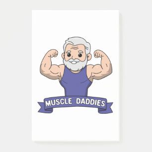 Süßer Kawaii-Muskel-Daddy-Bärtiger-Bodybuilder Post-it Klebezettel