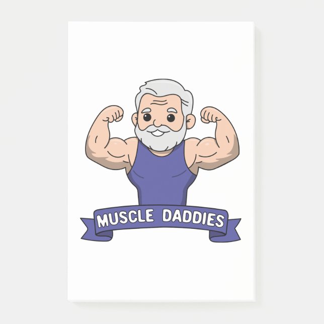 Süßer Kawaii-Muskel-Daddy-Bärtiger-Bodybuilder Post-it Klebezettel (Vorderseite)