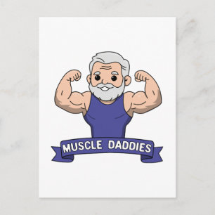 Süßer Kawaii-Muskel-Daddy-Bärtiger-Bodybuilder Postkarte